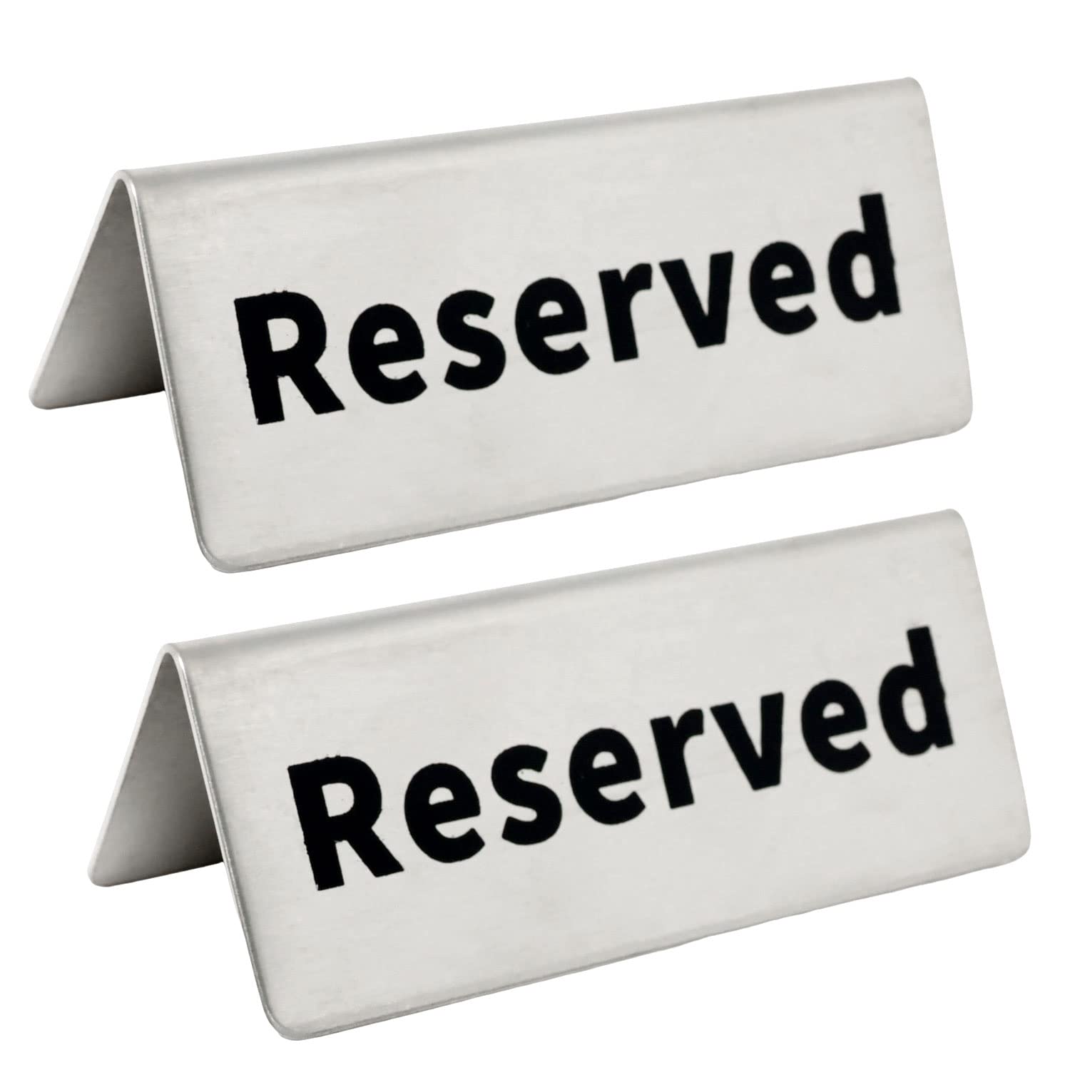 Honbay 2PCS Double Side Reserved Table Signs Tent Stainless Steel Desk Logo Indicator for Business Restaurant Banquets and Dinner Parties