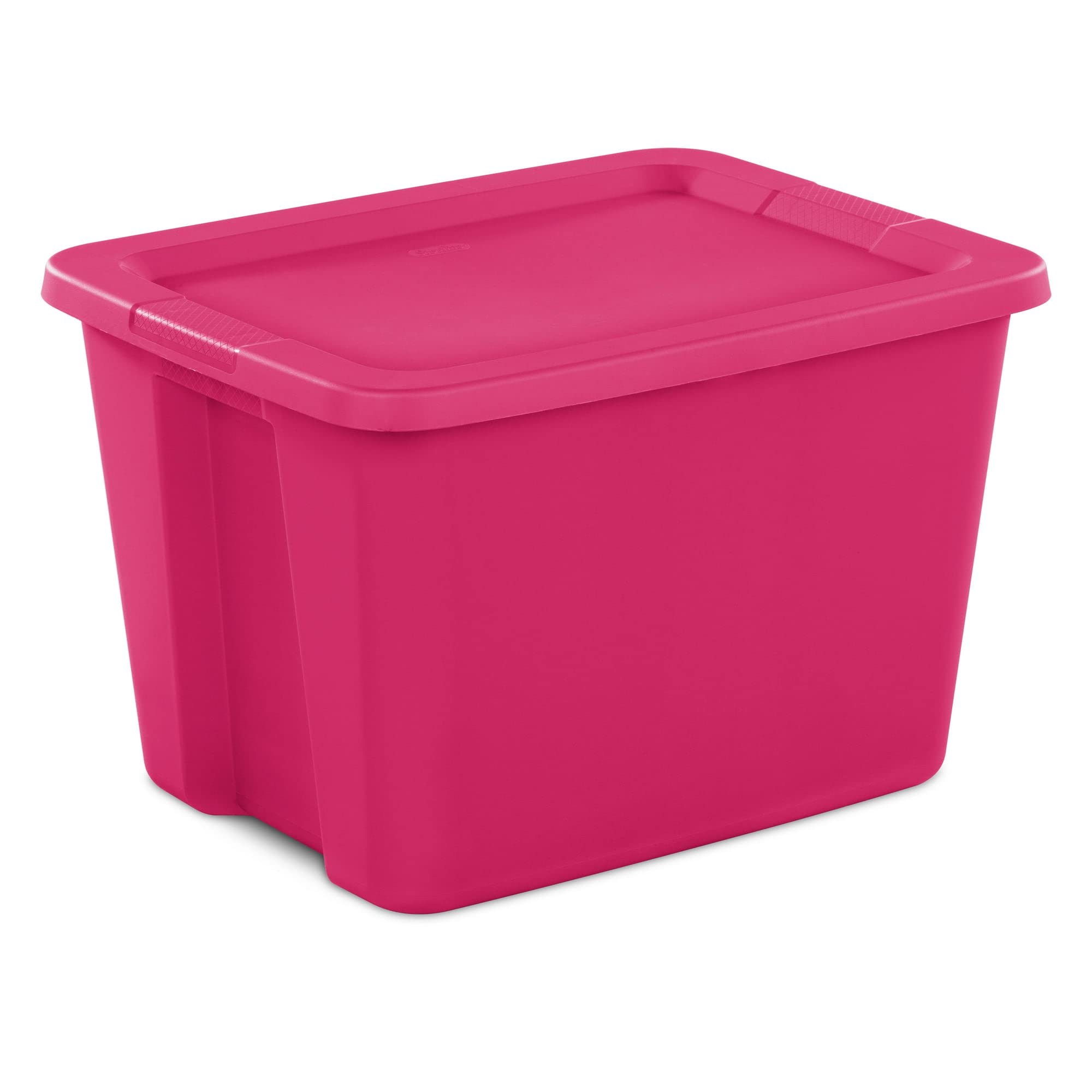 ouyoo Plastic Storage Bin 18 Gallon Storage Tote Organizing Container with Durable Lid , Stackable and Nestable, Great for Garage Storage, Office Supplies, Clothes, Moving Boxes, 8 Pack（Fuchsia ）