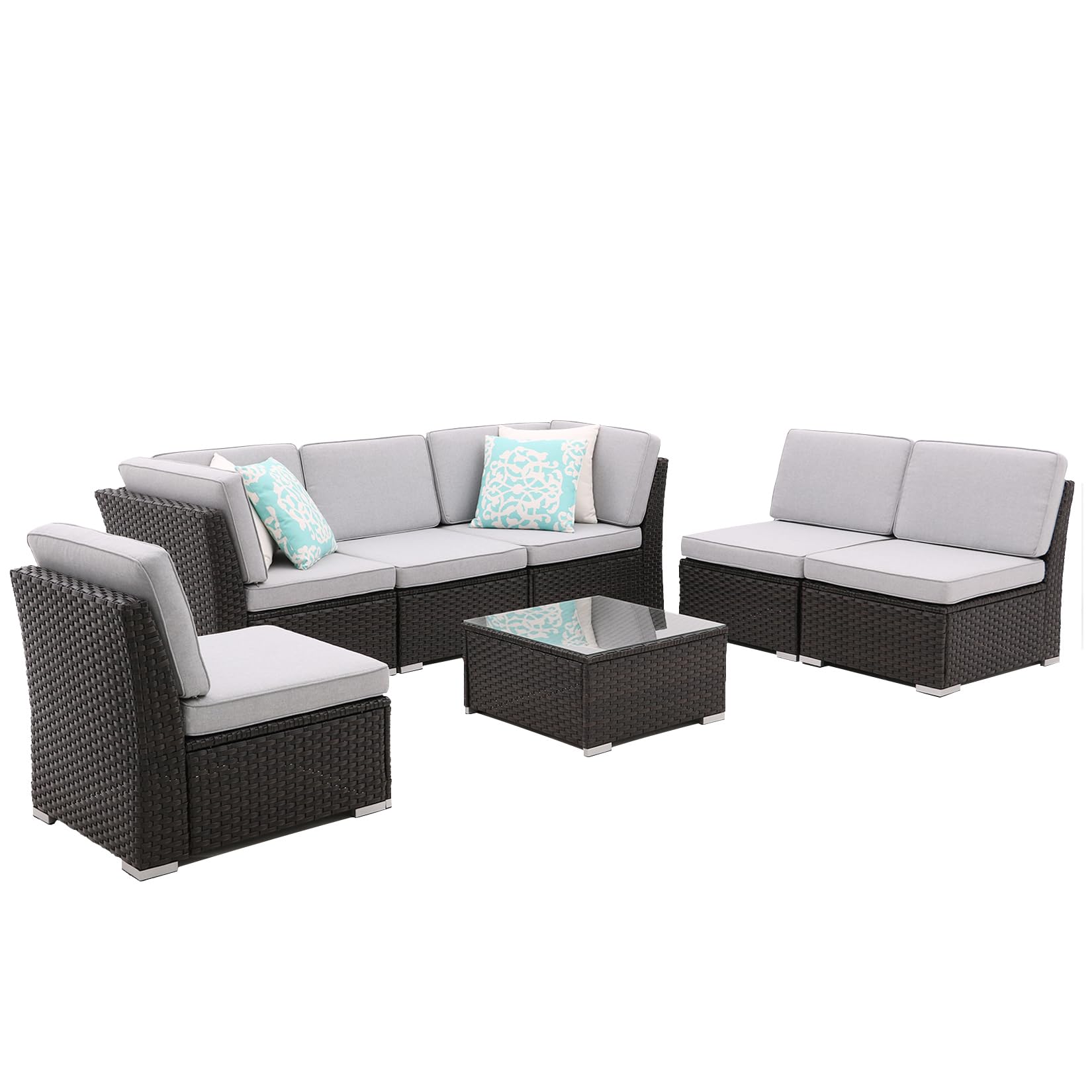 iArtHand Patio Sofa Set with Coffee Table Outdoor Sectional Sofa Set Patio Conversation Set Patio Furniture Sets All Weather Rattan Outdoor Sofa Set with Thickened Cushion