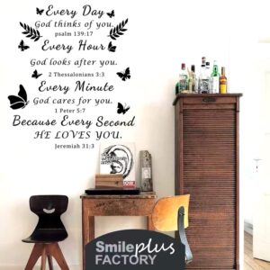 Bible Verse Wall Stickers Inspirational Wall Decal Vinyl Quote Bible Sticker Christian Praise God Religious Peel and Stick Wall Decals for Living Room Bedroom Office Home Décor Wall Decoration.