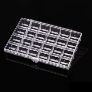 LIFOOST 24 Slots Rhinestone Box Storage Containers Empty Clear Nail Art Decoration Storage Box for Nail Glitter Jewelry Crystal Diamond Accessories