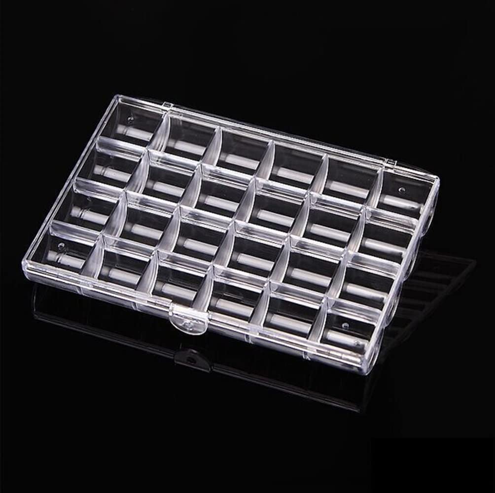 LIFOOST 24 Slots Rhinestone Box Storage Containers Empty Clear Nail Art Decoration Storage Box for Nail Glitter Jewelry Crystal Diamond Accessories