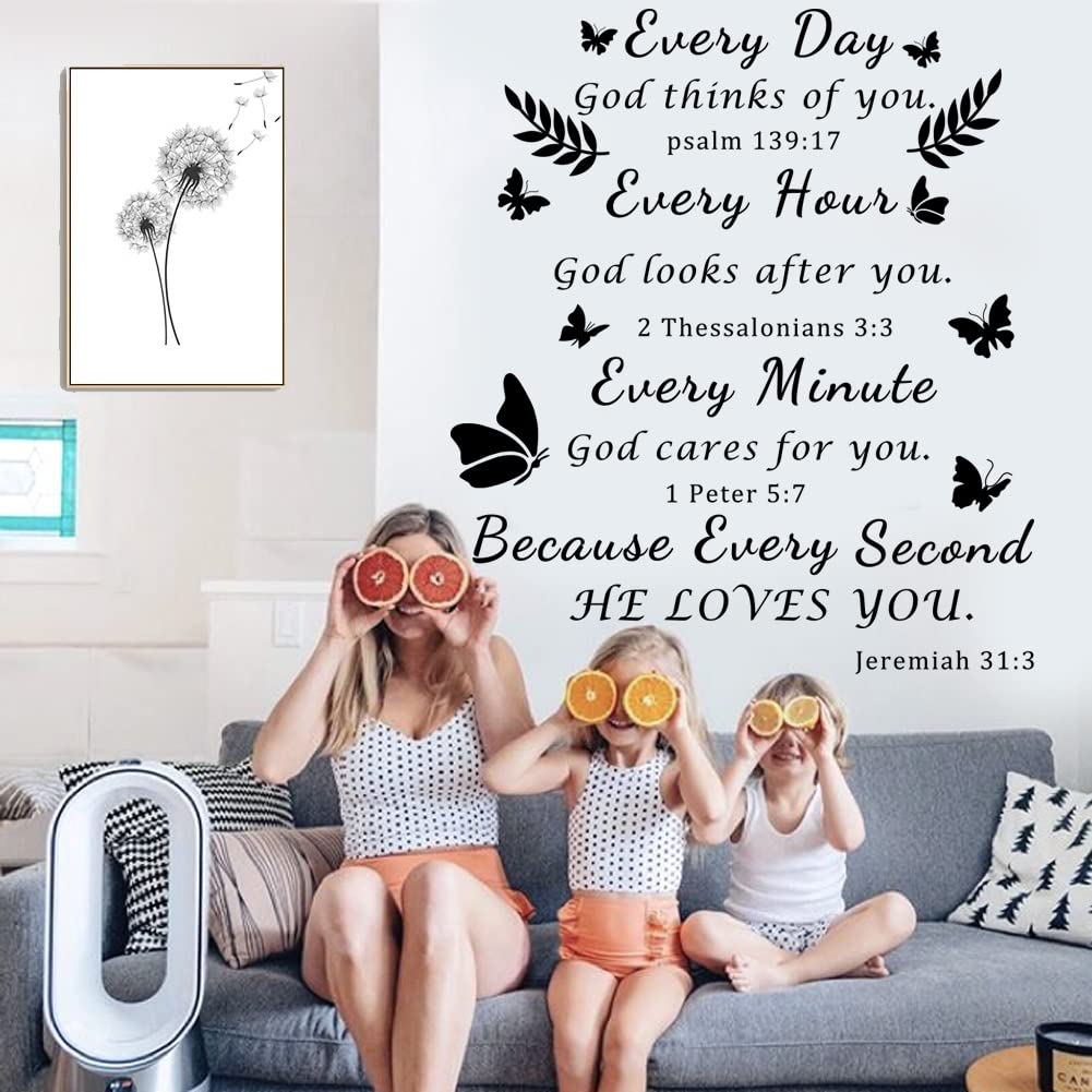 Bible Verse Wall Stickers Inspirational Wall Decal Vinyl Quote Bible Sticker Christian Praise God Religious Peel and Stick Wall Decals for Living Room Bedroom Office Home Décor Wall Decoration.