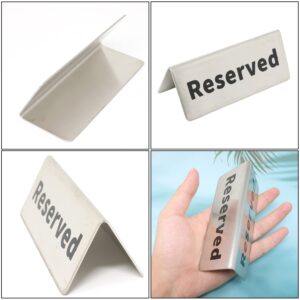 Honbay 2PCS Double Side Reserved Table Signs Tent Stainless Steel Desk Logo Indicator for Business Restaurant Banquets and Dinner Parties