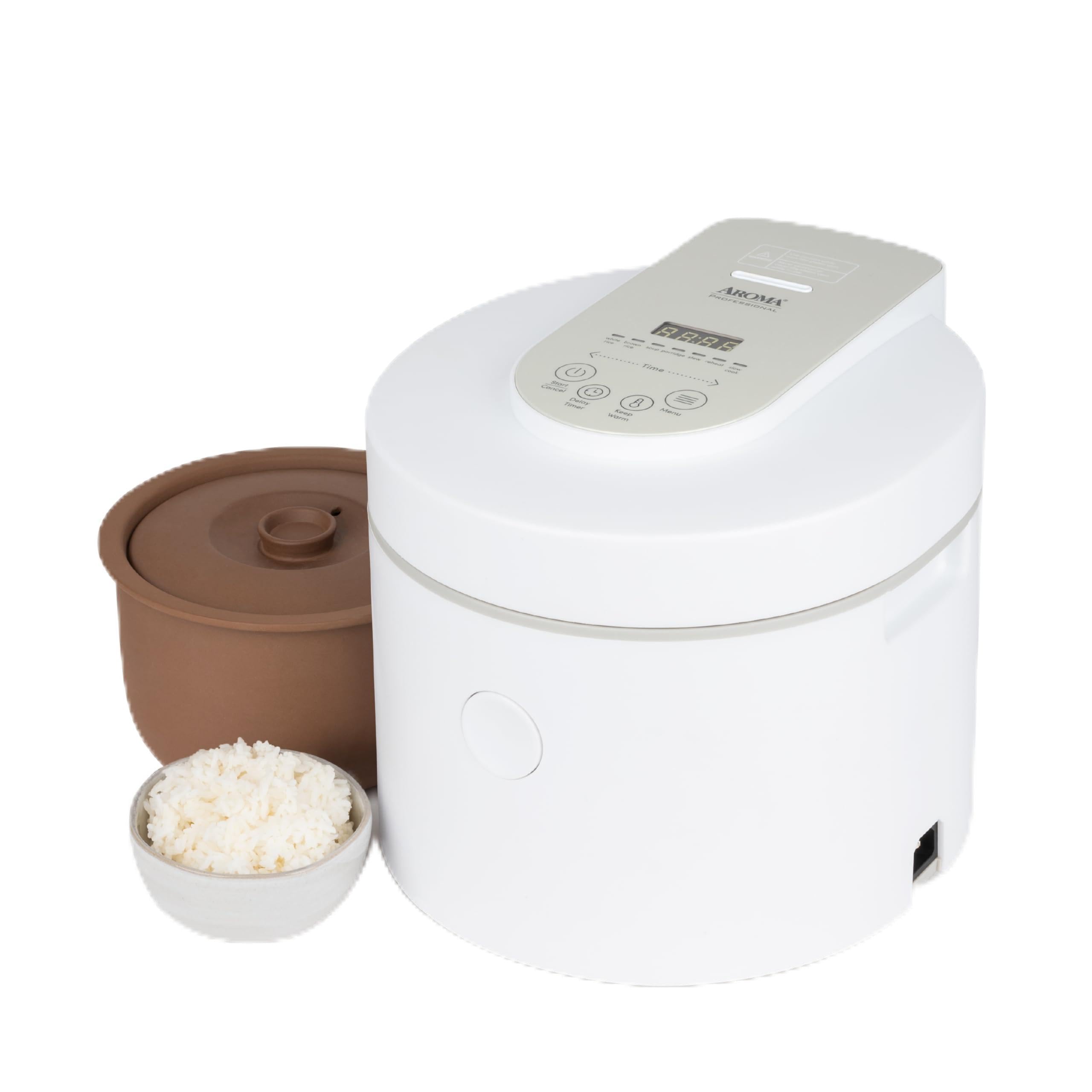 AROMA® Professional Rice Cooker with Purple Clay Cooking Pot, 6-Cup (Uncooked) / 12-Cup (Cooked), Healthy Grain Multicooker, Natural Ceramic, 3 Qt, White, ARC-7206P