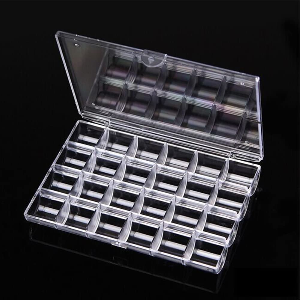 LIFOOST 24 Slots Rhinestone Box Storage Containers Empty Clear Nail Art Decoration Storage Box for Nail Glitter Jewelry Crystal Diamond Accessories