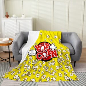 popcorn yellow flannel fleece throw blanket kids,cinema poster print fuzzy blanket for bed sofa couch,old fashion home decor bed blanket breathable plush blanket room decor 40"x50"