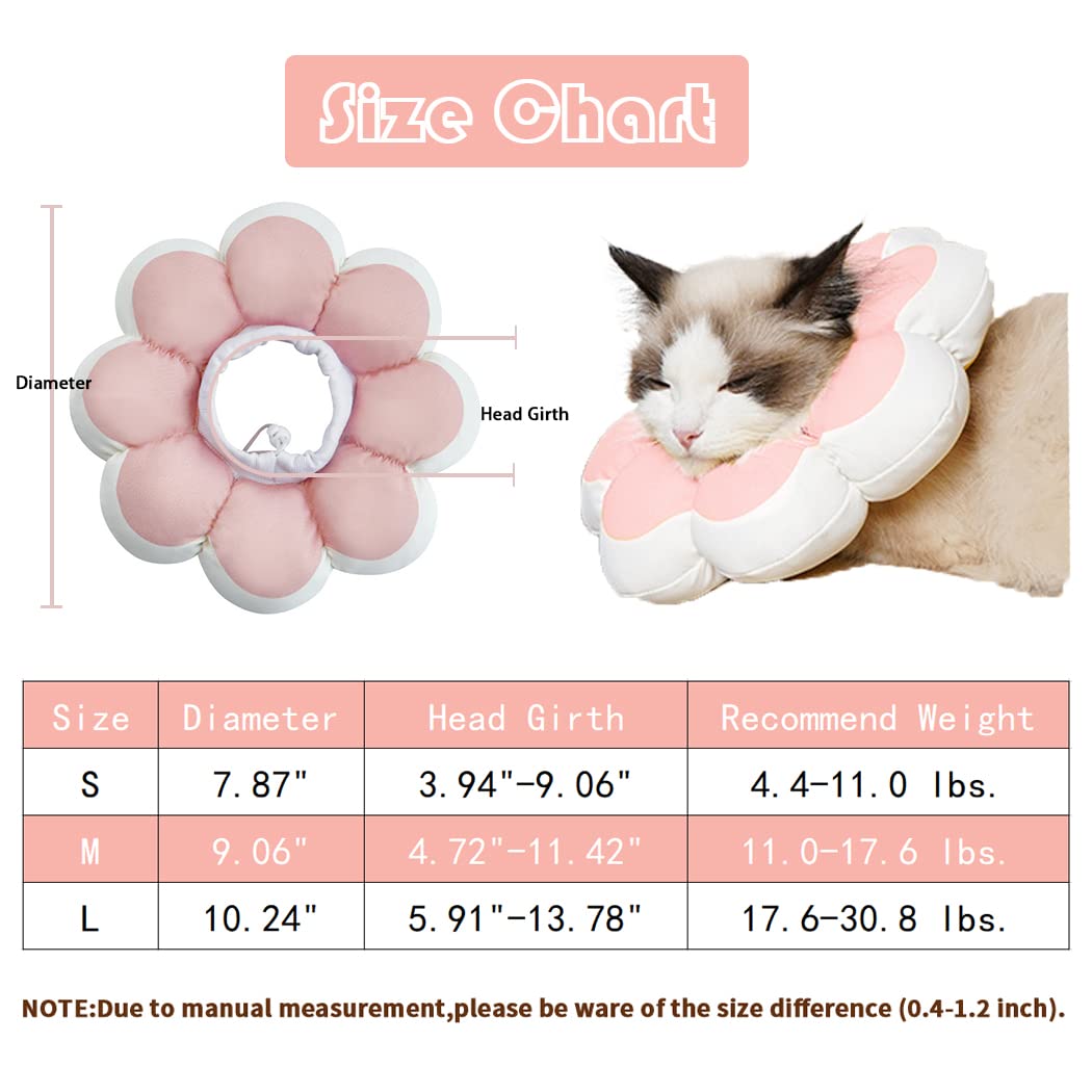 SHIAOMIN Cat Recovery Cone Collar Pet E-Collar Elizabethan Collar After Surgery Recovery Pet Cone for Cat Puppy Breathable Soft Edge and Easy to Clean (Pink, Medium)