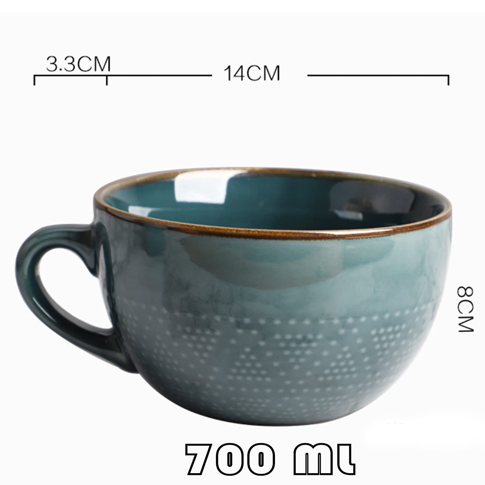 Disoza Large Coffee Cup Ceramic Soup Mug with Handles 24 Ounce Oversized Soup Mugs Bowl Porcelain 700 ML Coffee Tea Cup XXL Cereal Bowls Soups Ramen Salad Bowl Coffee Cappuccino Cups Large Soup Bowl