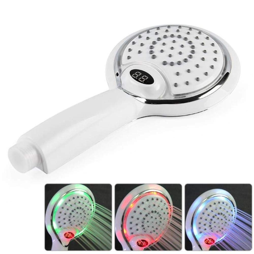 FUTENI Shower Head LCD Hand Shower Led Handheld Shower Head with Temperature Digital Display 3 Colors Change Water Powered Shower Sprinkler Showerhead