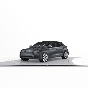 WOWPAPERART Pop Up 3D Greeting Card for Tesla Model 3 New Owners - Love, Birthday, Christmas, Congratulations, Surprise - Blank Insert Personalized Message - 5x7 Inches (3 - Silver - 19" - aB)