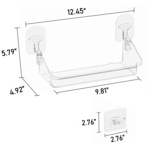 UDD Clear Shower Caddy with Razor Holder Hook, Wall Floating Shelves Shower Organizer Storage Adhesive Shower Rack for Bathroom (2 Pack, Small)