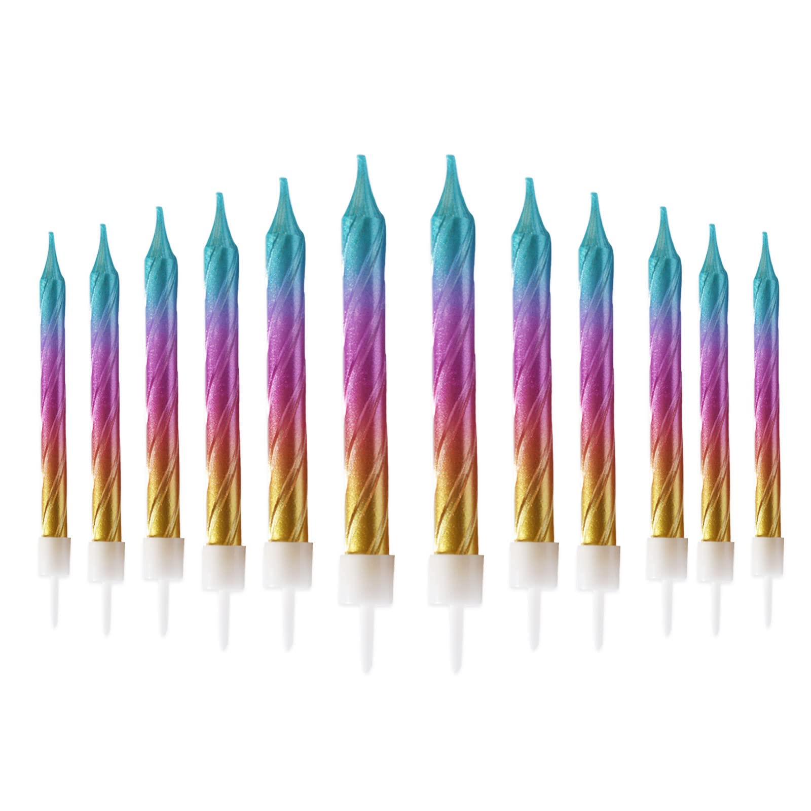 12 Pieces Rainbow Spiral Candle - Gradient Birthday Candles for Kids Adults, Birthday Cake Candles Perfect for Christmas Wedding Theme Party (Purple)