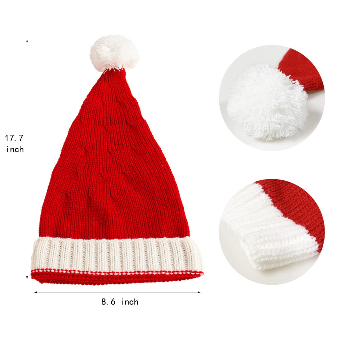 OCTEEN Santa Hat Christmas Hats Xmas Party Hat Red Knitted Beanie Hat For Adult Women Men