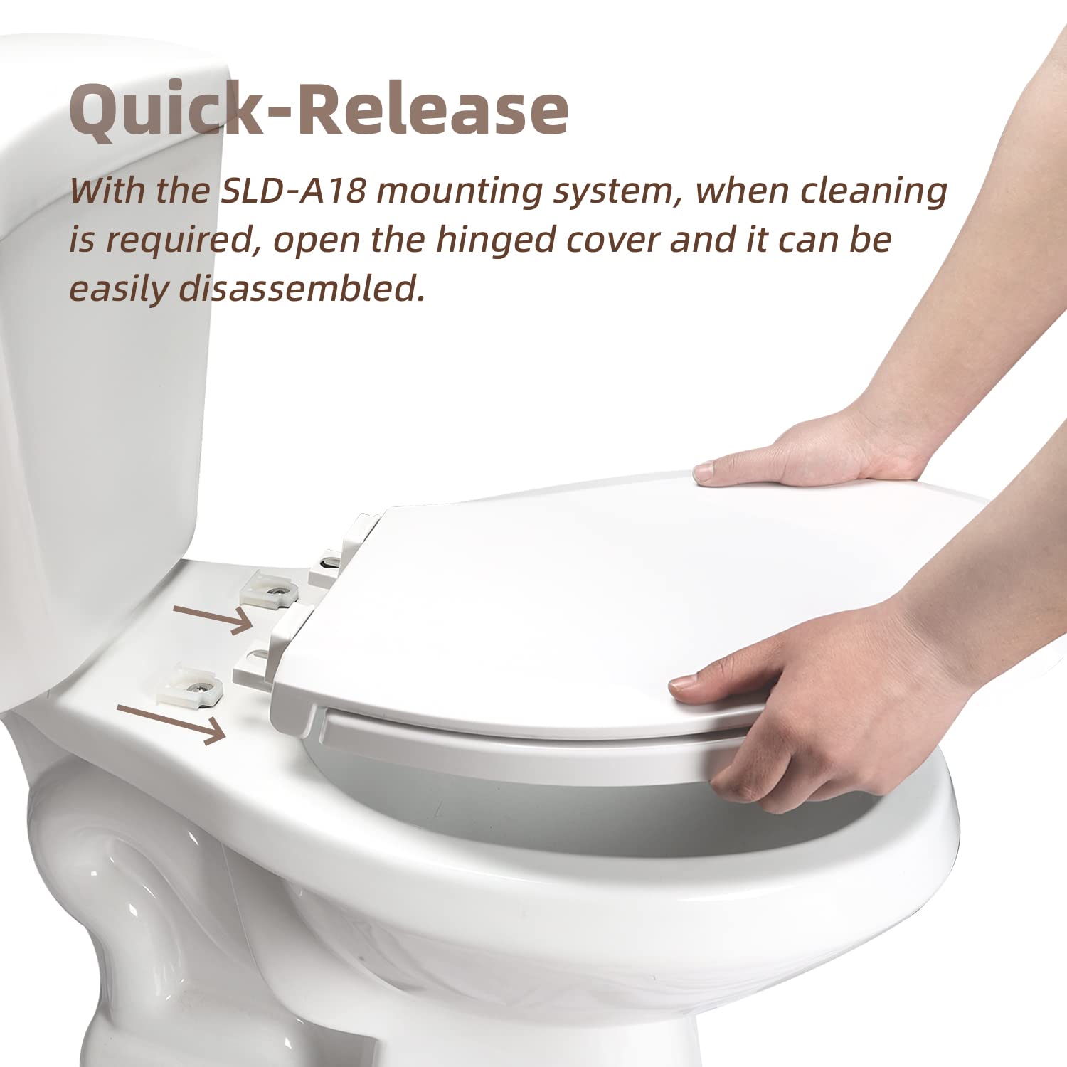 Round Toilet Seat, Slow Close Quick-Release Hinges, Heavy Duty Soft Close, Quiet-Close Lid And Seat For Standard Toilets, Easy To Install And Clean, Never Loosen, White(16.5”)