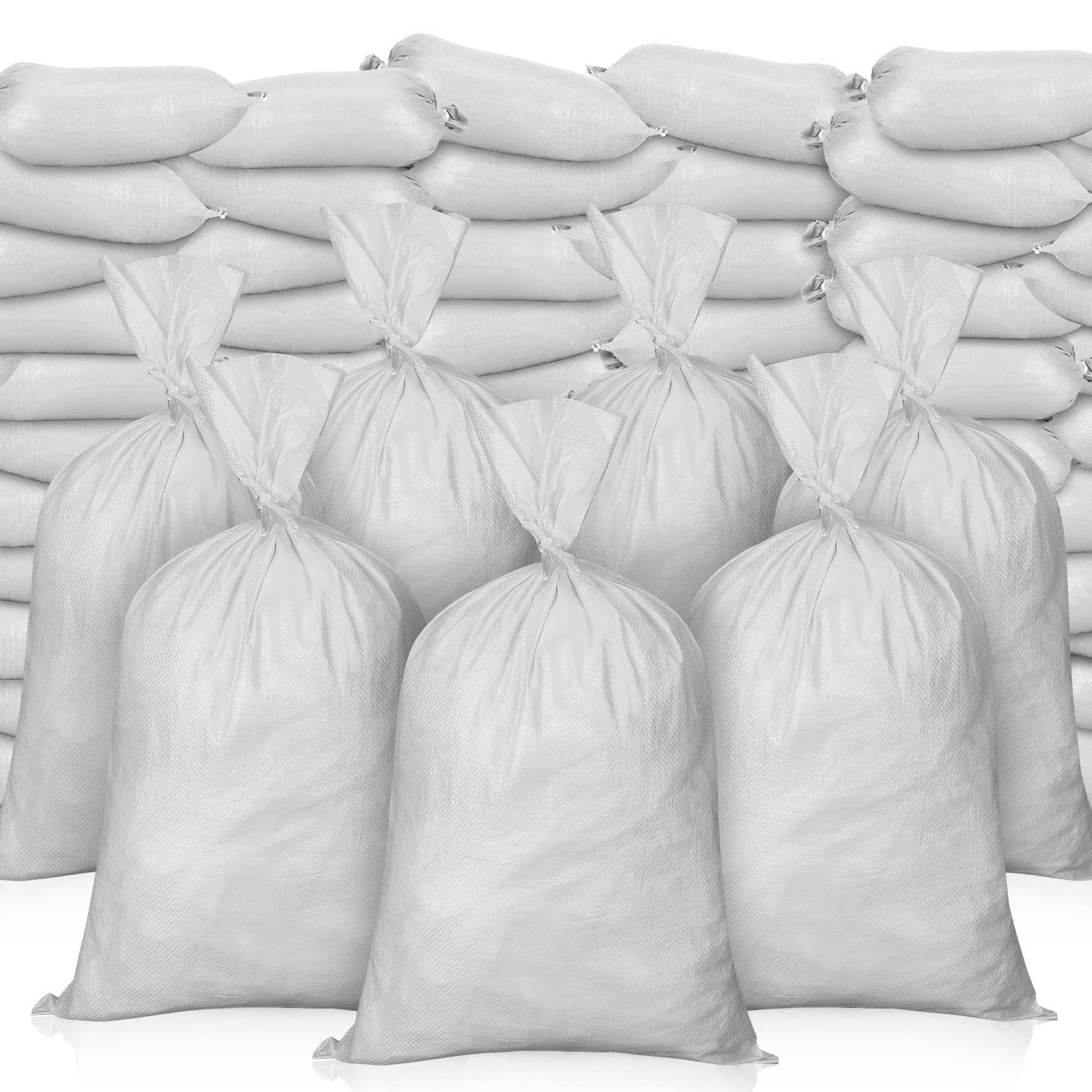 200 Pcs Empty Sandbags Heavy Duty Sand Bags with Ties Woven Polypropylene Sand Bags Bulk Sand Bag for Flooding 16 x 26 Inches Sandbag Flood Protection for Emergency Hurricane Season Supplies (White)