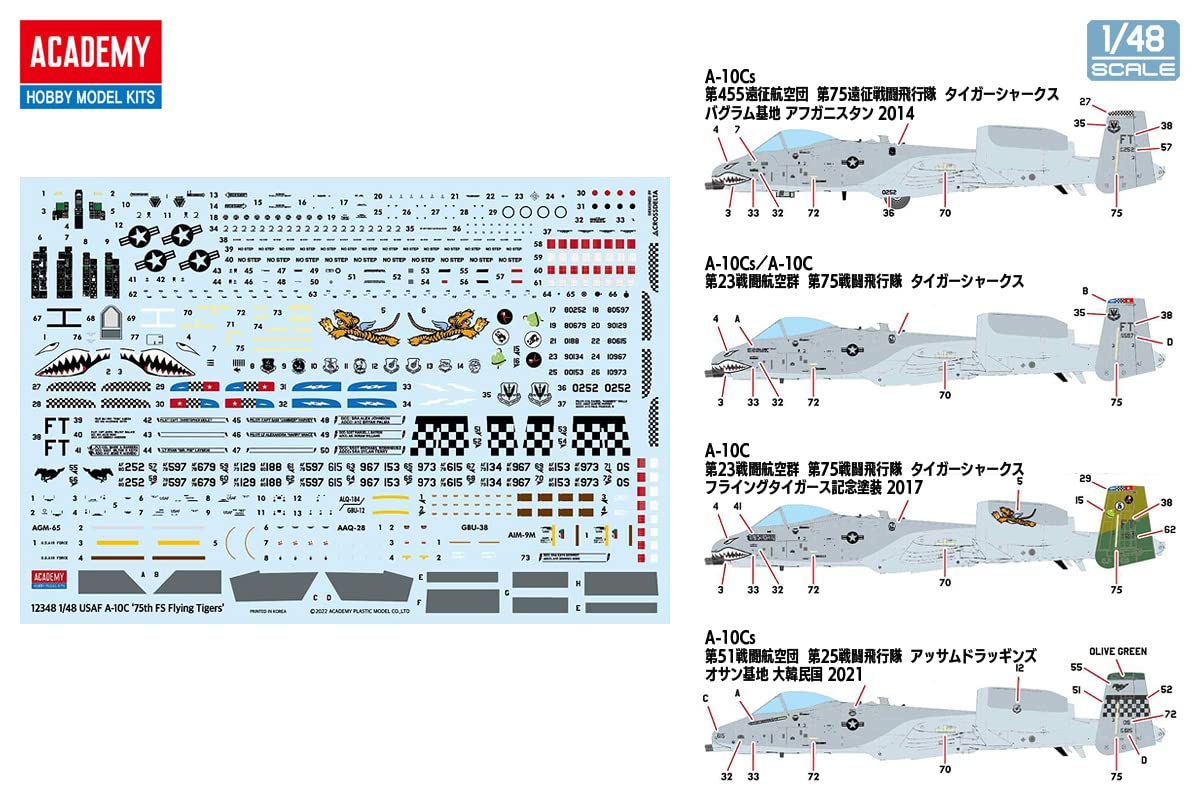 Academy 120116 492348 1/48 USAF A-10C 75Th Fs Flying Tigers, Multi-Colour