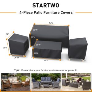 STARTWO Outdoor Furniture Cover Waterproof, Patio Furniture Covers 4 Piece Set, Heavy Duty 500D Patio Furniture Set Cover for Chairs, Couch, Table Coffee, Black