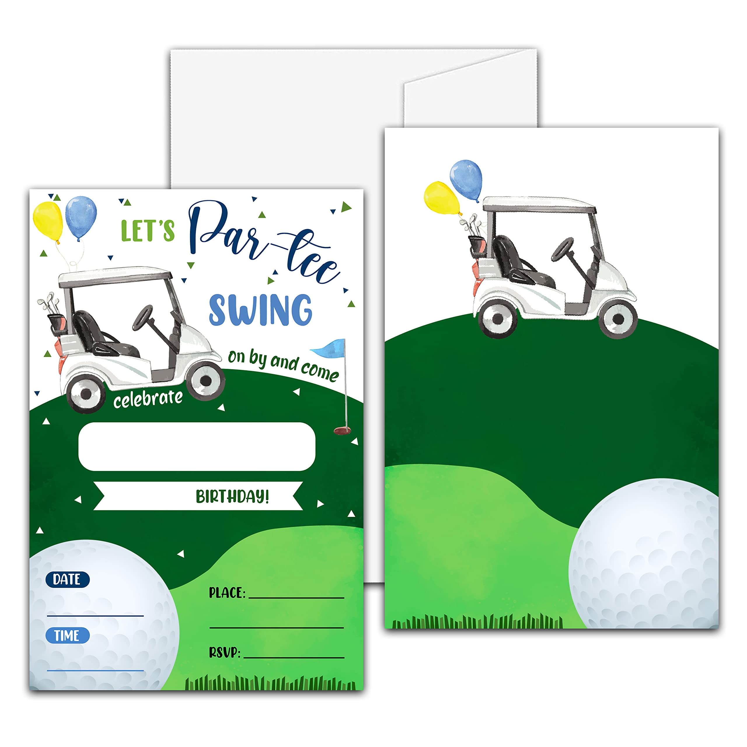 Golf Theme Birthday Party Invitation, Let's Par-Tee Fill-In Invites For Man & Woman, 20 Invitations With Envelopes(4" X 6")，Adults Party Favors Decoration And Supplies-04