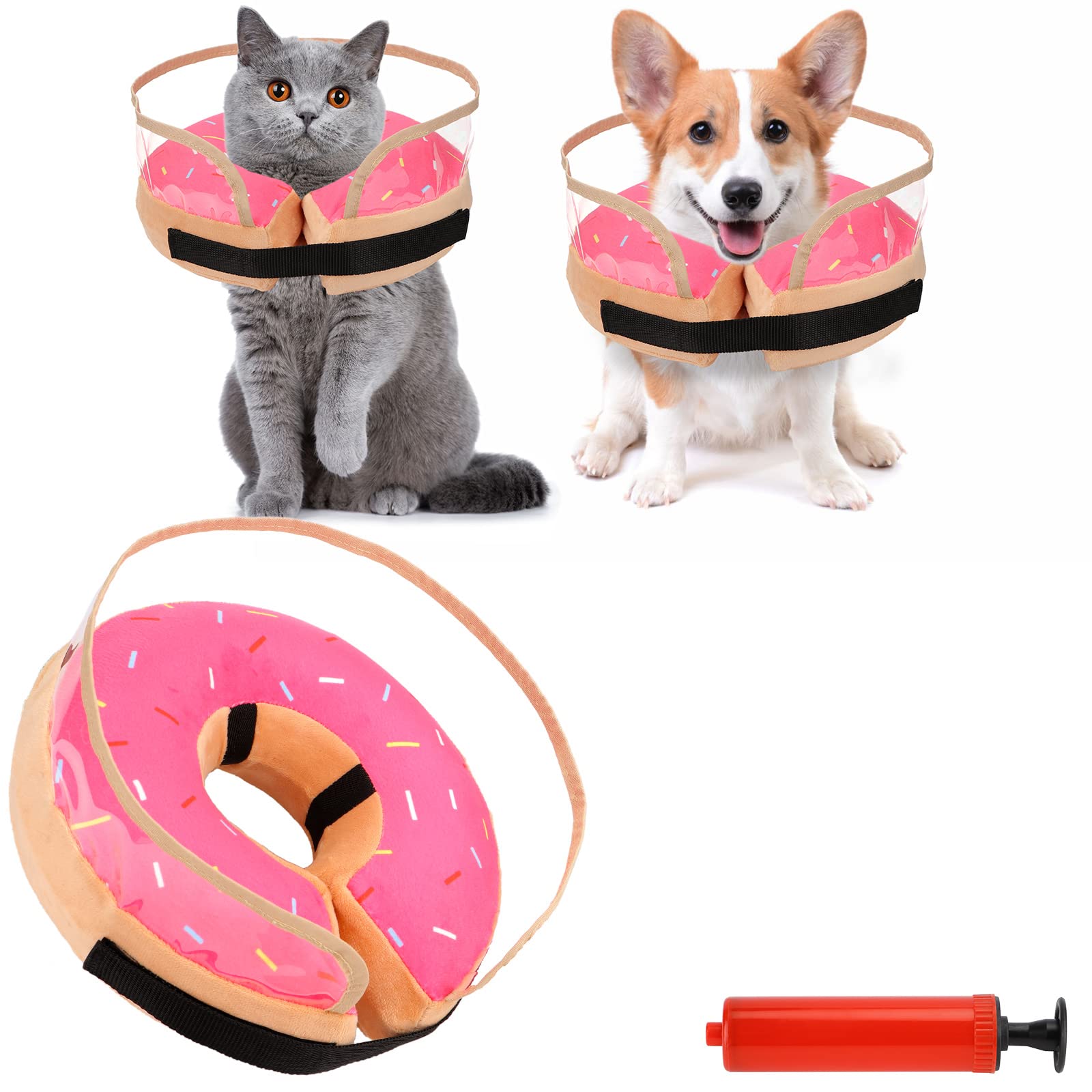 Dog Cone, Inflatable Dog Cone Collar for Large Medium Small Dogs, Soft Cone for Dogs Cats, Dog Donut Collar, Dog Cone Alternative After Surgery for Preventing Licking and Biting Wounds(S)