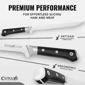 Cutluxe Ham Knife 10" - Spanish Style Meat Slicer, Carving Serrano Ibérico & Italian Prosciutto - Premium High Carbon Stainless Steel Blade - Ergonomic Handle - Artisan series