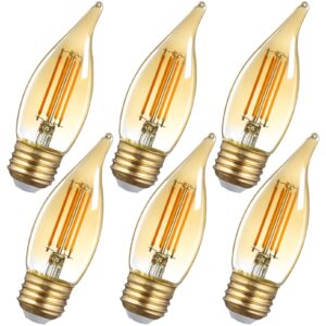 torchstar dimmable e26 led candelabra bulbs, c35 led chandelier light bulb, ul listed, 2200k amber warm, 4.5w(40w eqv.), 350lm, ceiling fan light bulbs, damp location, 2 years warranty, pack of 6