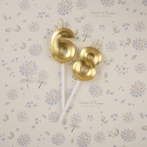 Gold 68th & 86th Birthday Candles,Gold Number 68 86 Cake Topper for Birthday Decorations Party Decoration