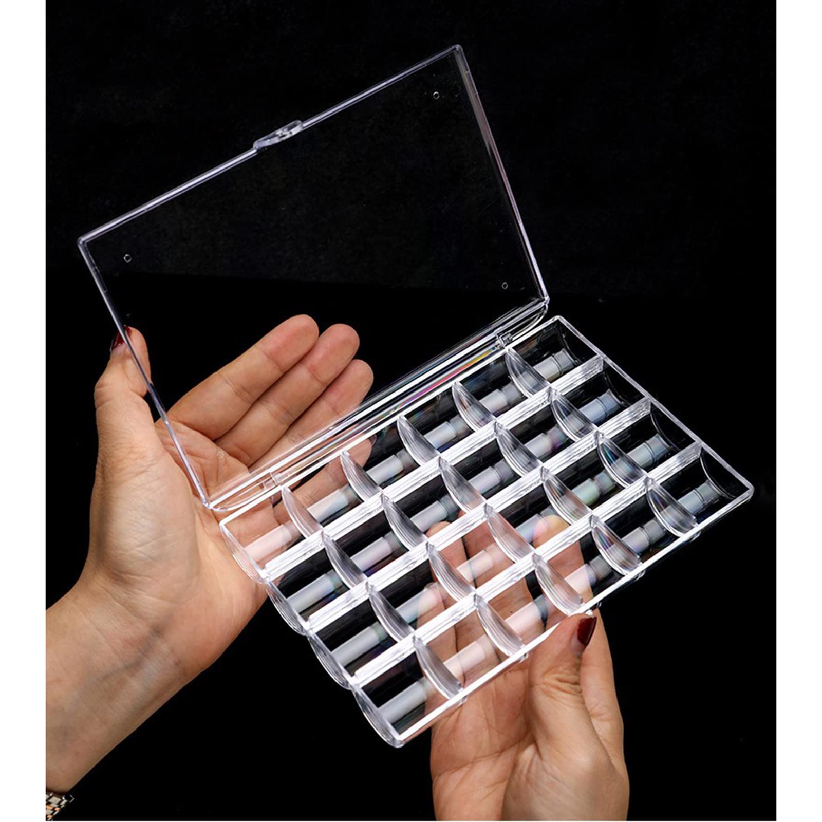 LIFOOST 24 Slots Rhinestone Box Storage Containers Empty Clear Nail Art Decoration Storage Box for Nail Glitter Jewelry Crystal Diamond Accessories