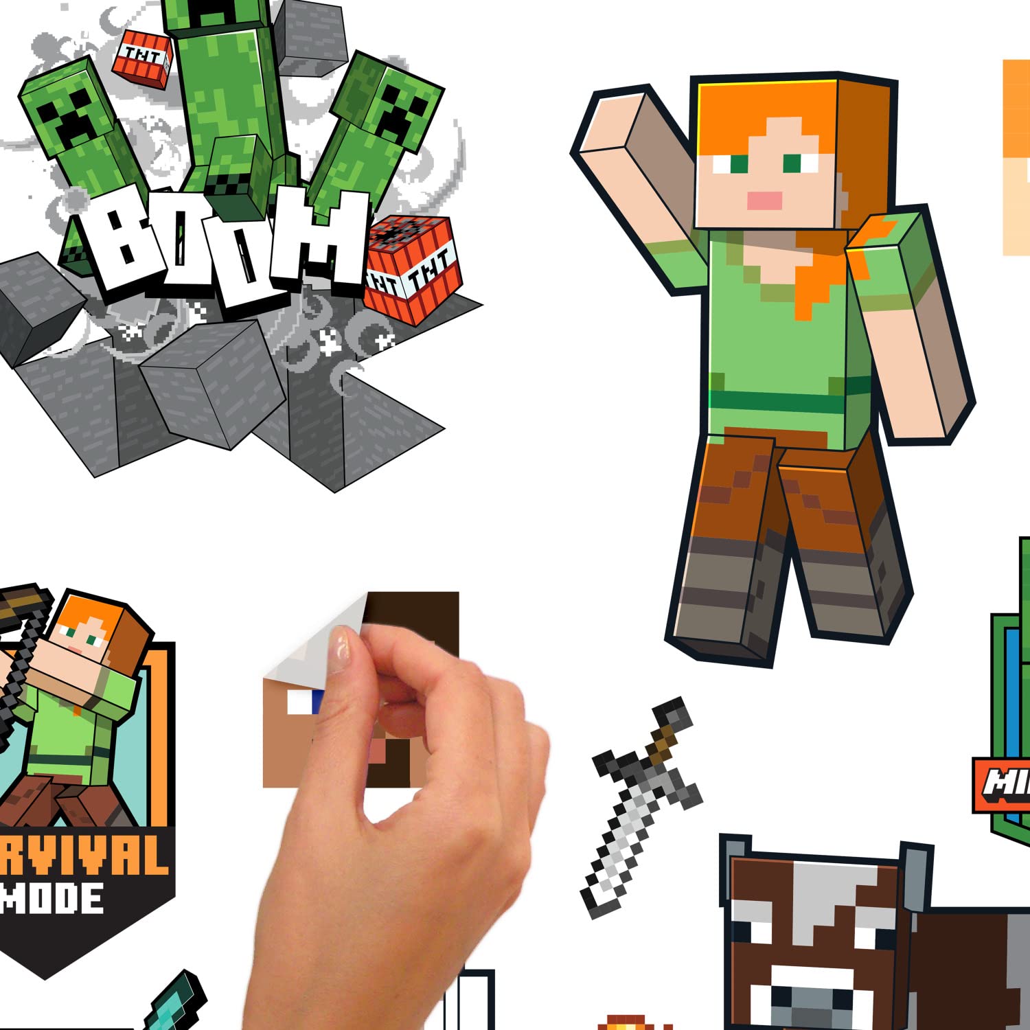 RoomMates RMK5366SCS Minecraft Characters Peel and Stick Wall Decals, Multi