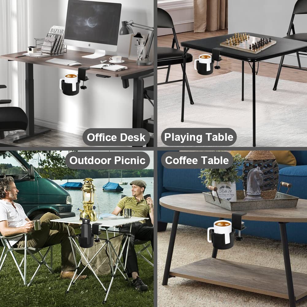 Desk Cup Holder 180° Rotating Under Table Cup Holder Anti-Spill Water Bottle Stand Coffee Mug Storage for Home Office and School