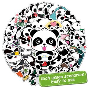 50 Pack Panda Cupcake Topper Panda Birthday Cake Decoration Cute Panda Themed Stickers (2 in 1) Baby Shower Kids Birthday Wedding Party Supplies