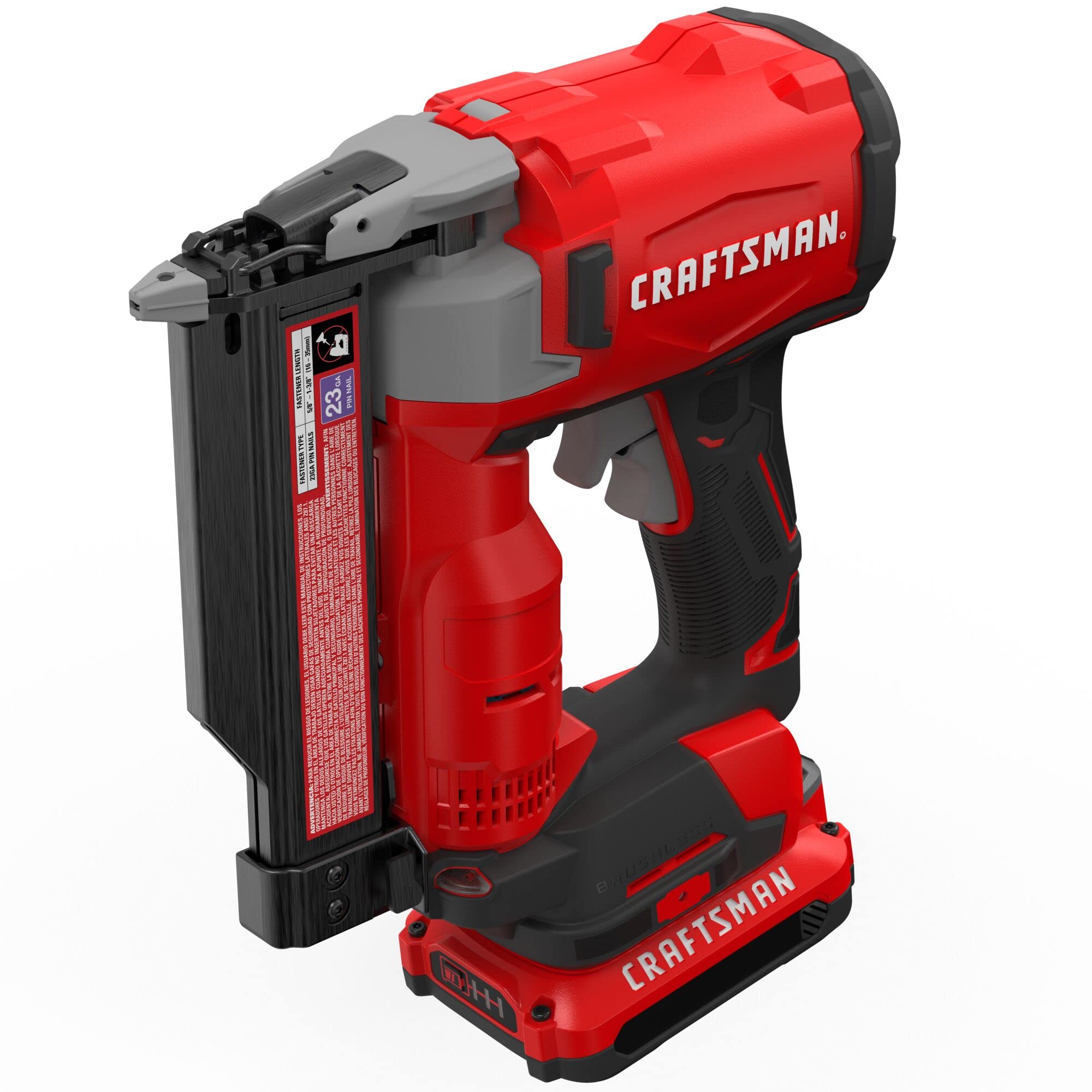 CRAFTSMAN V20 Pin Nailer Kit, 23 Gauge, Cordless, Battery and Charger Included (CMCN623C1)