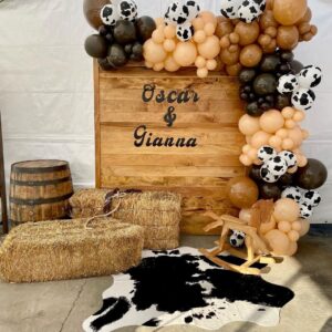 Cow Balloons Garland Arch Kit with Neutral Brown Blush Various Sizes Balloon for CowBoy CowGirl Themed Party Baby Shower Farm Birthday Party Decorations