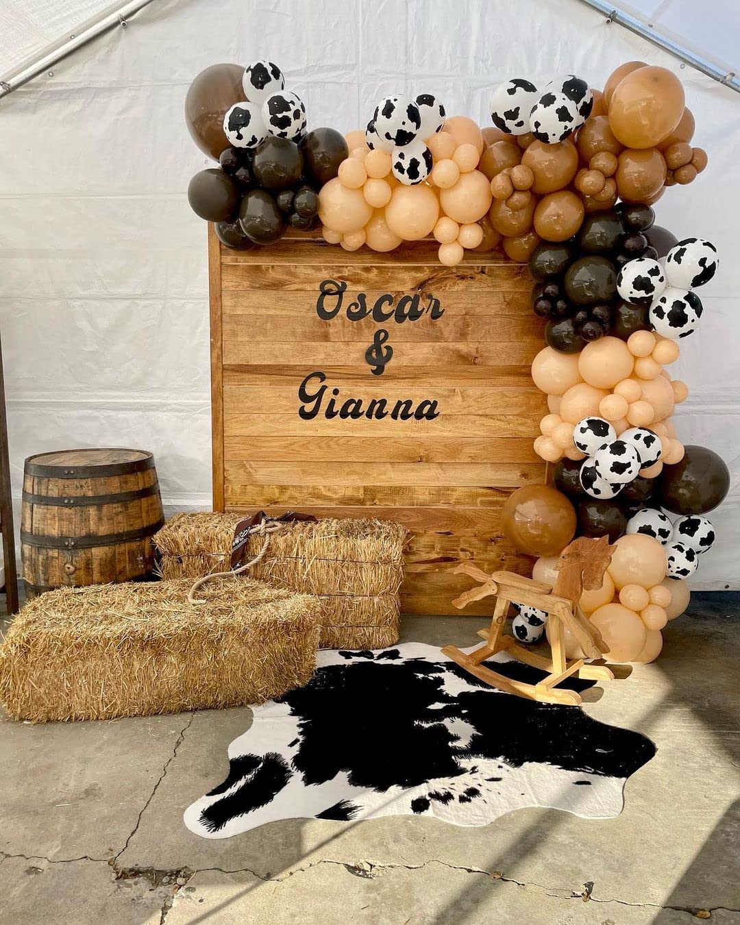 Cow Balloons Garland Arch Kit with Neutral Brown Blush Various Sizes Balloon for CowBoy CowGirl Themed Party Baby Shower Farm Birthday Party Decorations