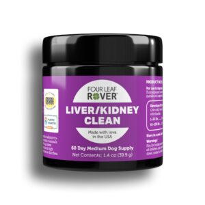 four leaf rover - liver/kidney supplements for dogs | enhance & support liver/kidney functions | dog kidney support |proprietary blend of organic mushroom – 60-day medium dog supply