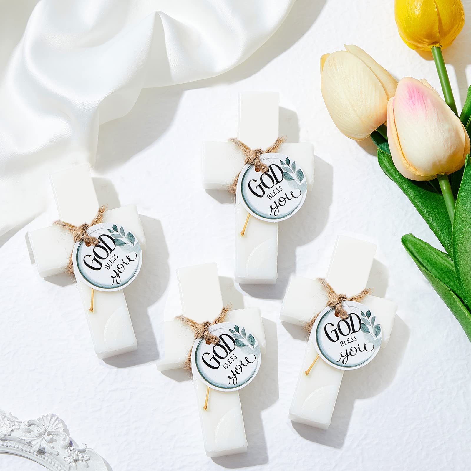 Otuuz 24 Pcs Cross Soap Baptism Favors Baby Baptism Favor Scented Soap Favors Baby Shower Favors Christening Favors Communion Favor for Guests Party Wedding Birthday Gift Bridal