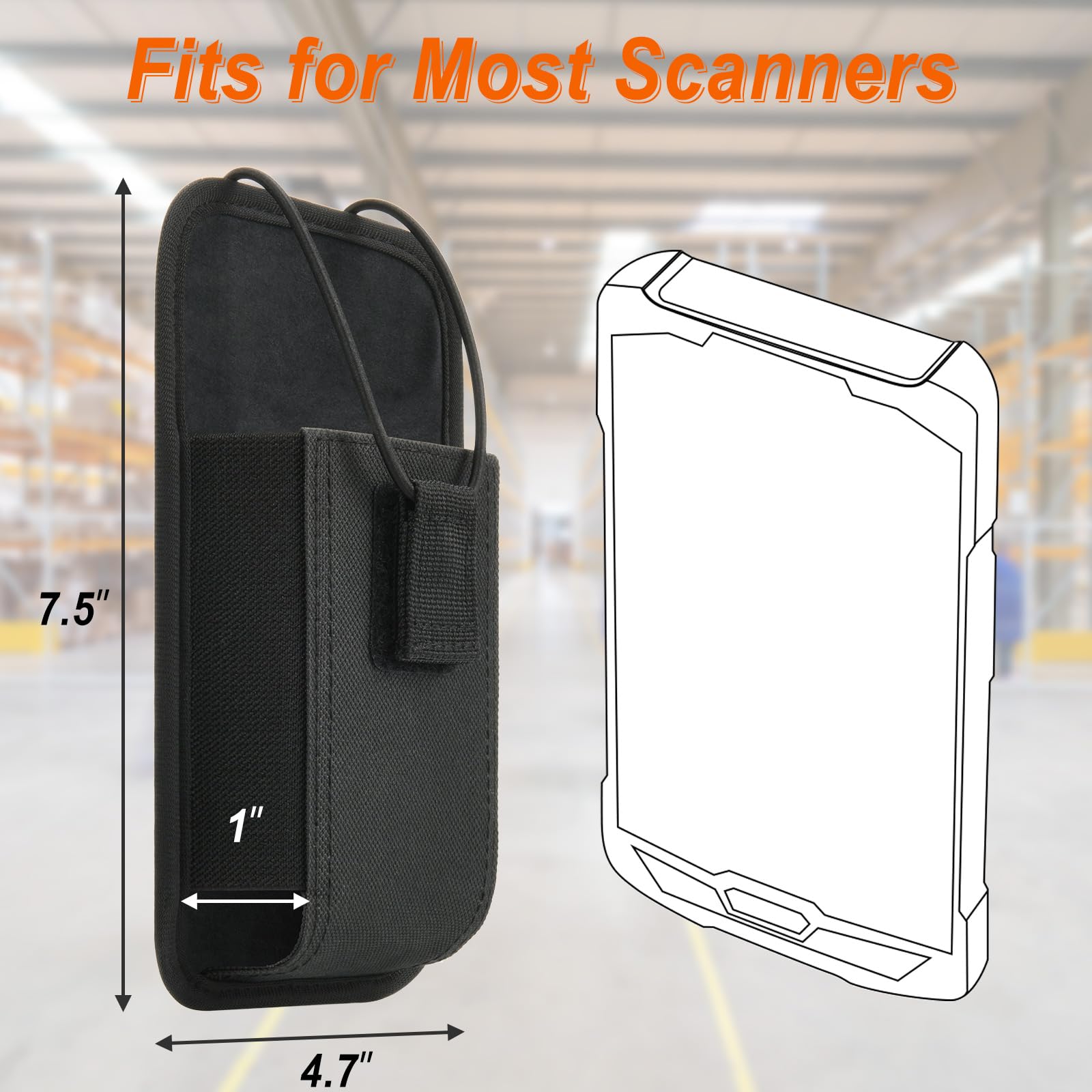 Large Scanner Holster, Rugged Vertical Carrying Case Pouch for Zebra TC75x, TC75, TC70x, TC70, TC72, TC77, M60, MC65, MC67 Mobile Computer Handheld Barcode Scanner Holder with Metal Belt Clip (Black)