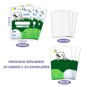 Golf Theme Birthday Party Invitation, Let's Par-Tee Fill-In Invites For Man & Woman, 20 Invitations With Envelopes(4" X 6")，Adults Party Favors Decoration And Supplies-04