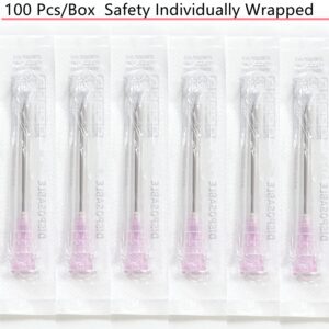 100 Pcs 18Ga 1 Inch/25mm Lab Dispensing Needle Luer Lock, Individually Sealed Wrapped