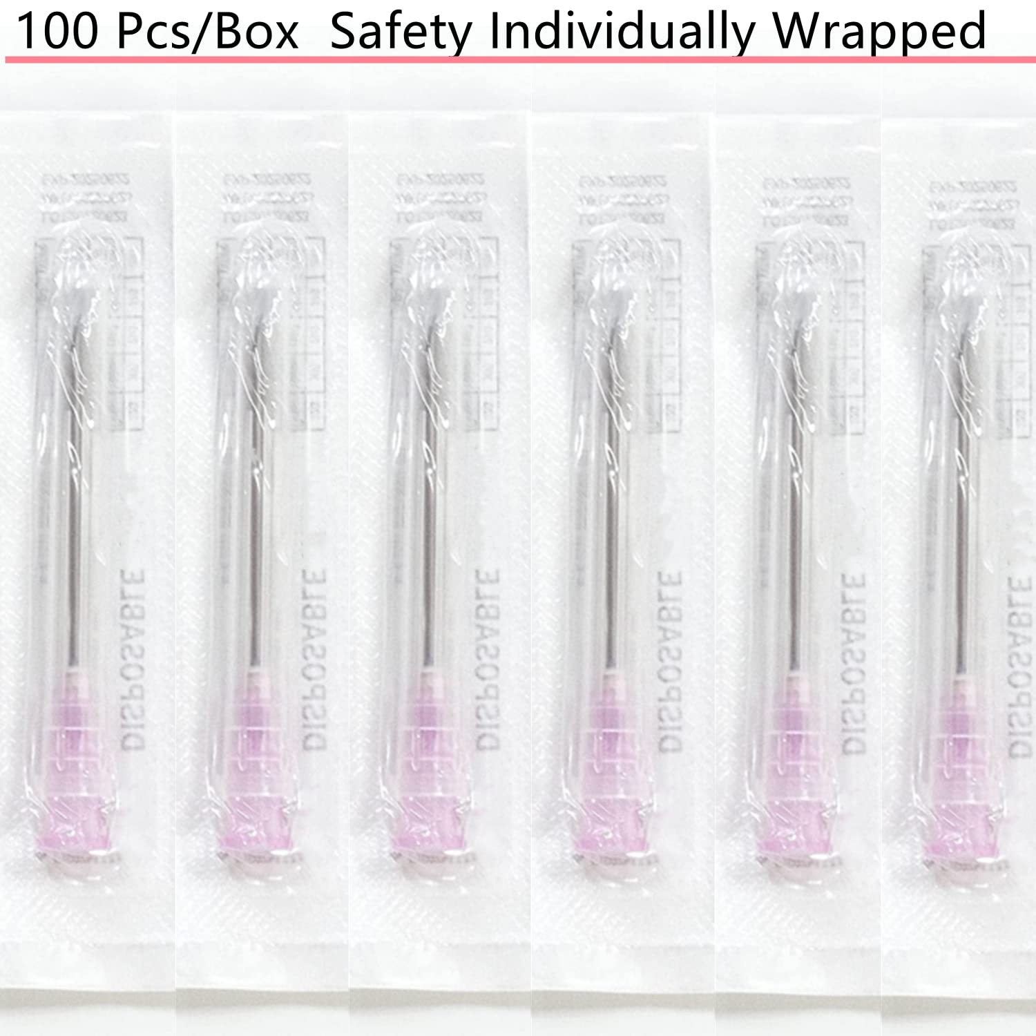 100 Pcs 18Ga 1 Inch/25mm Lab Dispensing Needle Luer Lock, Individually Sealed Wrapped