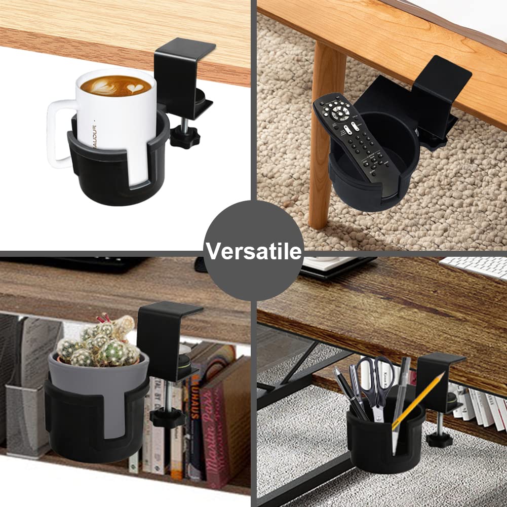 Desk Cup Holder 180° Rotating Under Table Cup Holder Anti-Spill Water Bottle Stand Coffee Mug Storage for Home Office and School