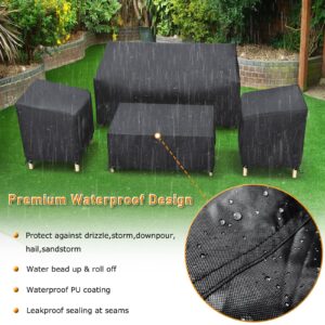 STARTWO Outdoor Furniture Cover Waterproof, Patio Furniture Covers 4 Piece Set, Heavy Duty 500D Patio Furniture Set Cover for Chairs, Couch, Table Coffee, Black