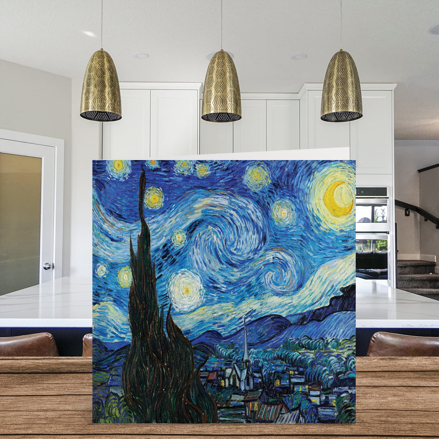 Classic Art Cards for Women Men - Van Gogh Starry Night - Famous Abstract Birthday Card for Mom Dad Papa Aunt Uncle Grandma Grandpa, 5.7 Inch Traditional Classical Painting Artwork Greeting Cards