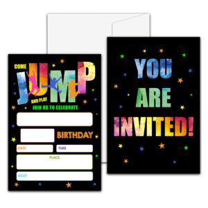 trampoline birthday party invitation, bounce house, jump zone fill-in invites for men & women, 20 invitations with envelopes(4" x 6")，personalized adults party favors decorations and supplies-20