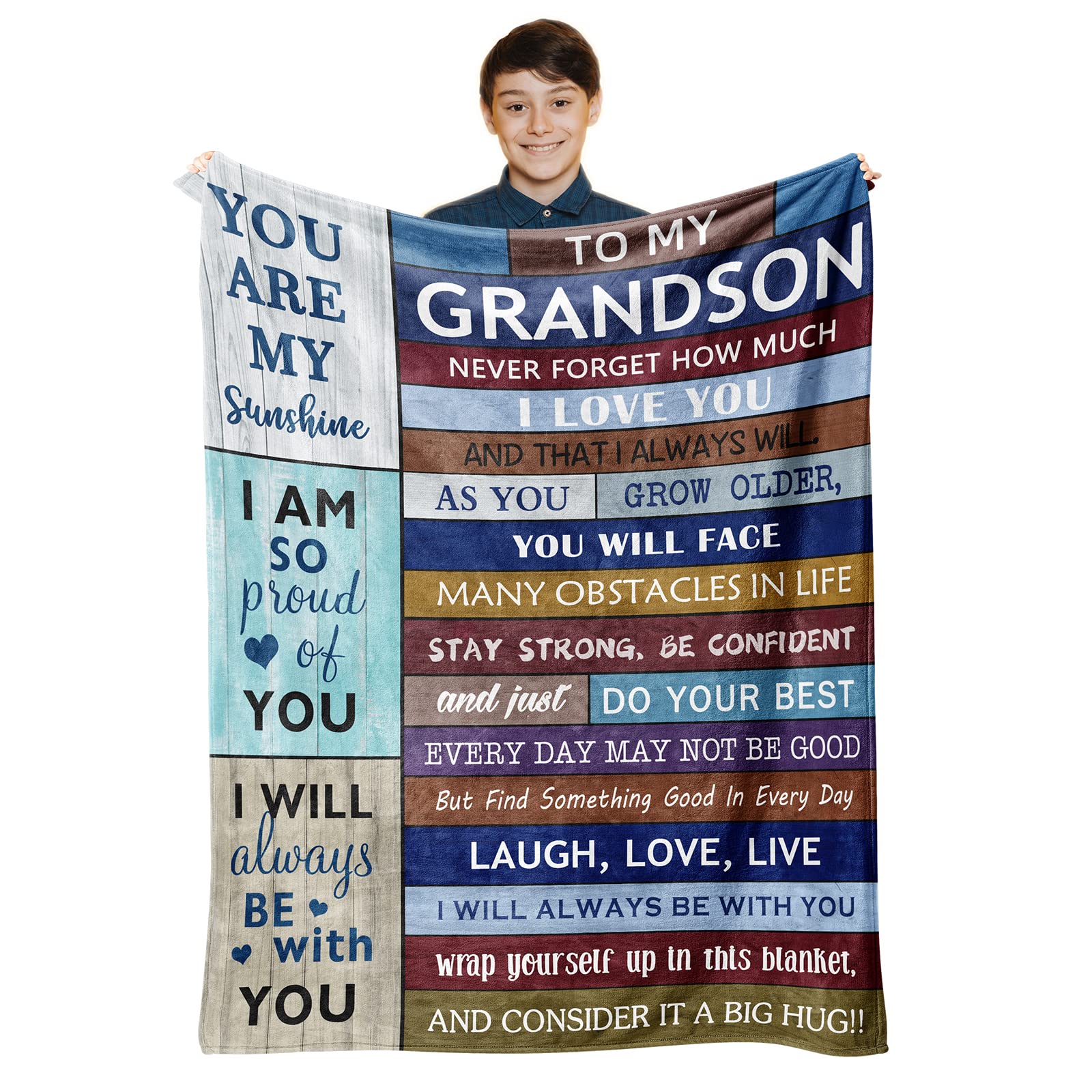 Loxezom Grandson Gifts from Grandma And Grandpa, Gifts for Grandson, Grandson Gifts from Grandparents, Best Grandson Blanket, to My Grandson Christmas Birthday Gift Blanket 60" x 50" for Teen Boys Men