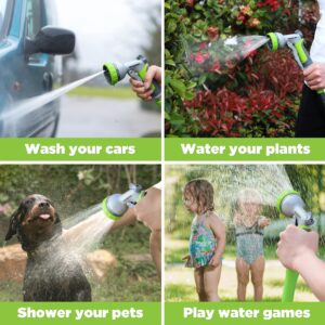 WORKPRO Garden Hose Nozzle - 100% Heavy Duty Metal Water Hose Spray with 8 Adjustable Spray Patterns, Hand Sprayer with Thumb Control for Car Washing, Plants Watering, Pets Showering, Outdoor Fun