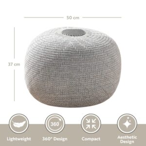 English Home Large Ottoman Foot Stool, Knitted Foot Rest, Round Pouf Chair, Modern Living Room Furniture Bean Bag, Room Decor, Bedroom Footstool, Boho Pouffe, Home Decor Poof, 20" W x 15" H, Ecru