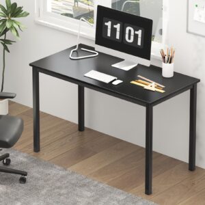 Need Small Computer Desk Writing Desk 39 3/8'' L Study Desk for Small Space Gaming Desk Sturdy and Heavy Duty Home Office Desk for Dormitory/Meeting Room AC3CB(100 * 60) Beside Table,Black/Black