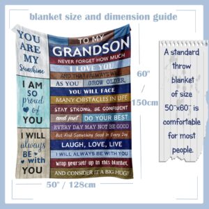 Loxezom Grandson Gifts from Grandma And Grandpa, Gifts for Grandson, Grandson Gifts from Grandparents, Best Grandson Blanket, to My Grandson Christmas Birthday Gift Blanket 60" x 50" for Teen Boys Men