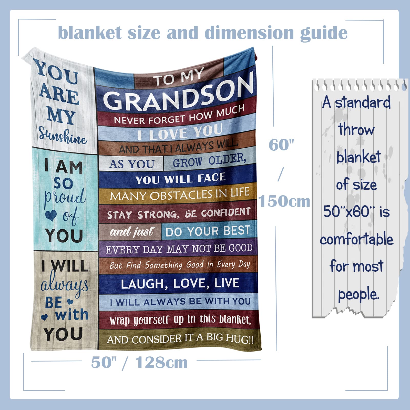 Loxezom Grandson Gifts from Grandma And Grandpa, Gifts for Grandson, Grandson Gifts from Grandparents, Best Grandson Blanket, to My Grandson Christmas Birthday Gift Blanket 60" x 50" for Teen Boys Men